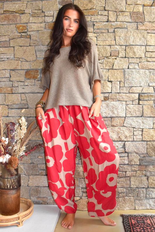 Carnaby Shelby Barrel Pant Ruby & Tan